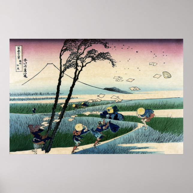 Sunshu Ejiri, 36 vyer från Mount Fuji. Hokusai Poster (Framsidan)