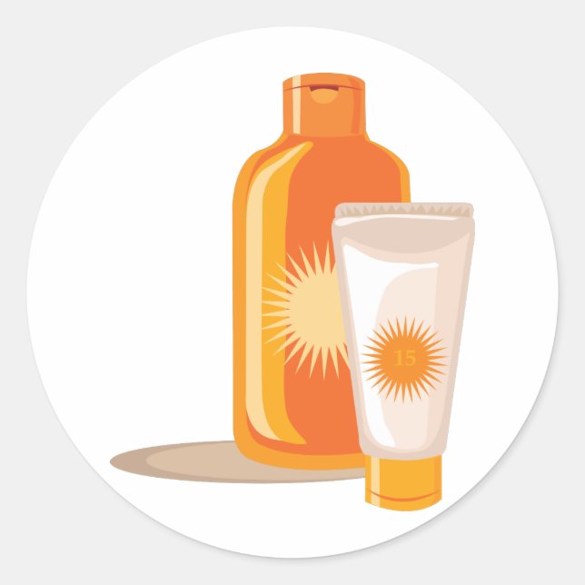 Suntan Lotion Runt Klistermärke (Framsida)