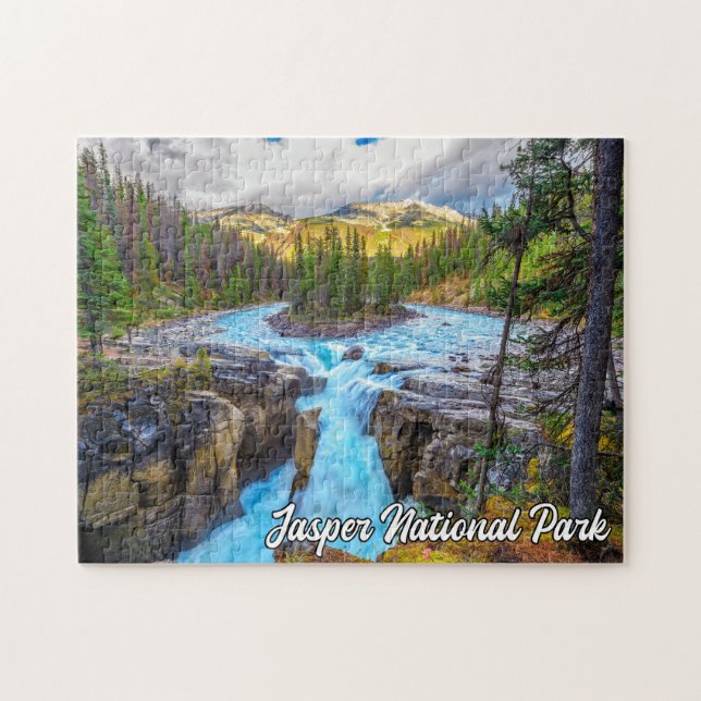 Sunwapta Falls, Jasper nationalpark Pussel (Horisontell)
