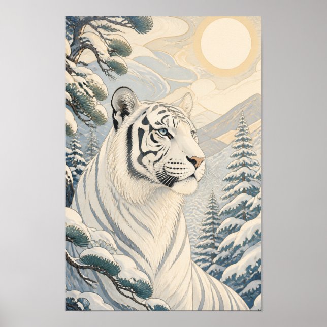 Sunward II — Vit tiger på vintern Poster (Framsidan)