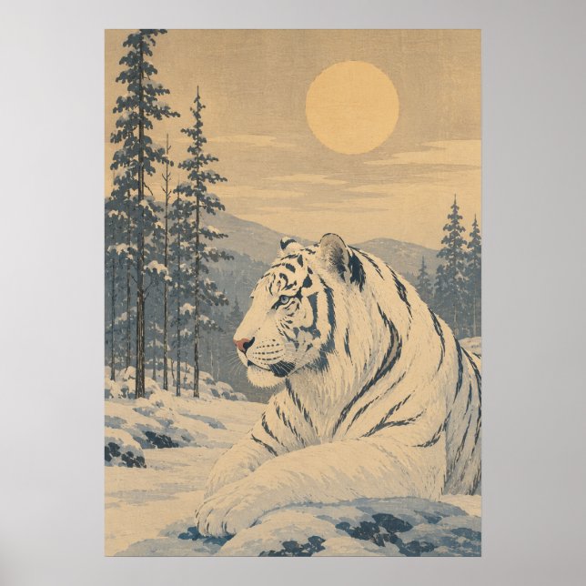 Sunward II — Vit tiger på vintern Poster (Framsidan)