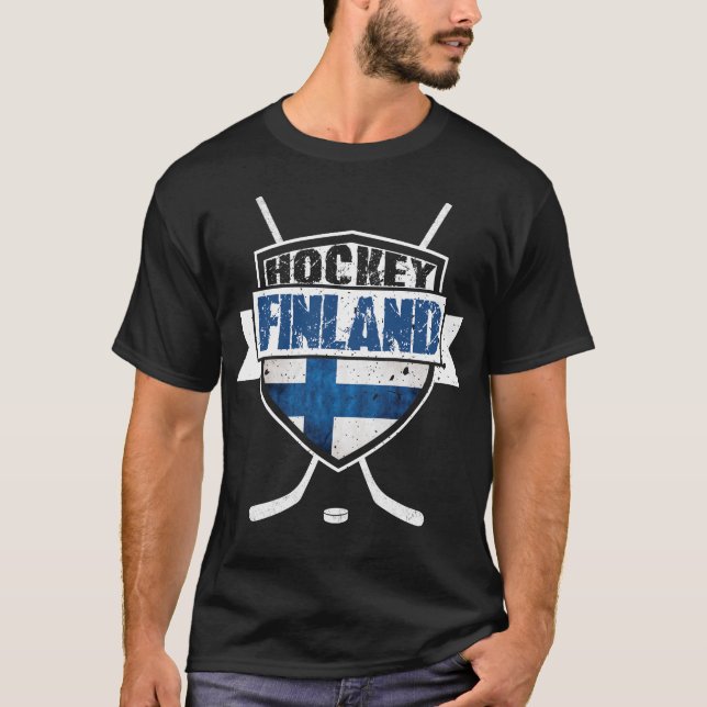 Suomen Finland Hockey Shirsey Namn & Number T Shirt (Framsida)