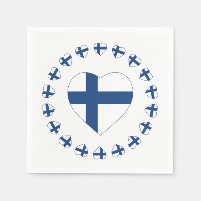 SUOMI FINLAND HEART SHAPE FLAGGA PAPPERSSERVETT (Framsidan)
