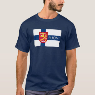 Suomi Flagga med överlagrad jacka av arm T Shirt