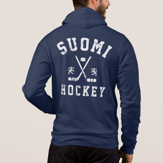 Suomi Ice Hockey Hoodie T Shirt (Baksida)