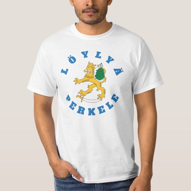 Suomileijona - bastu - löylyäperkele - t-paita t-shirt (Framsida)