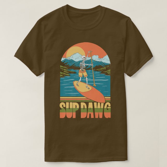 SUP Dawg stand Up Paddleboard Funny Skeleton Sjö  T Shirt (Design framsida)