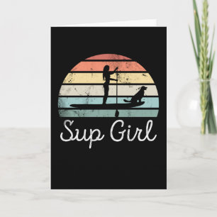 Sup Girl Paddleboarding Hund Hund Gift Kort