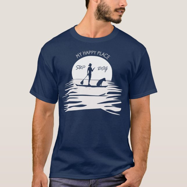 Sup Hund Funny Ställa upp Hund Paddle Boarding T Shirt (Framsida)