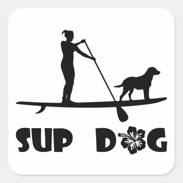SUP-Hund Fyrkantigt Klistermärke (Framsida)