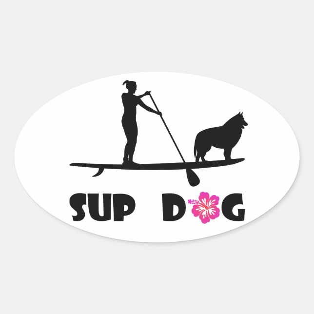 SUP-Hund Ovalt Klistermärke (Framsida)