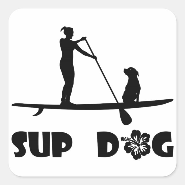 SUP HUND SITTA FYRKANTIGT KLISTERMÄRKE (Framsida)