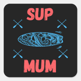 SUP Morsa - Stå upp padelpapp, blått och rosa Fyrkantigt Klistermärke