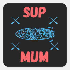 SUP Morsa - Stå upp padelpapp, blått och rosa Fyrkantigt Klistermärke