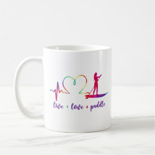 SUP Paddleboard Live Kärlek Paddle Girl Heartslag Kaffemugg