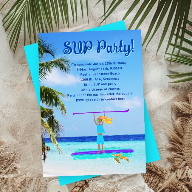 SUP Party Girls Birthday Tropical Paddling Inbjudningar (Skapare uppladdad)