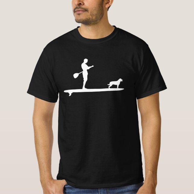 SUP Ställ upp Paddel med hund, Padding T Shirt (Framsida)