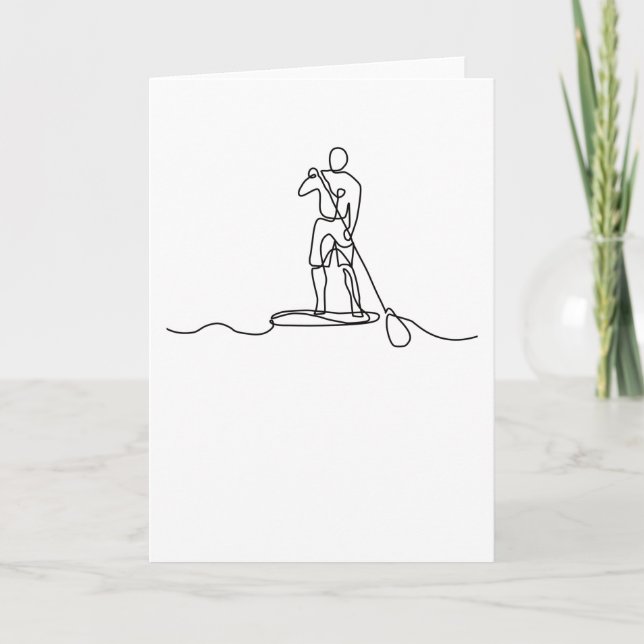 SUP - ställ upp Paddel One Line Art Kort (Framsida)