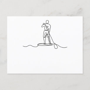 SUP - ställ upp Paddel One Line Art Vykort