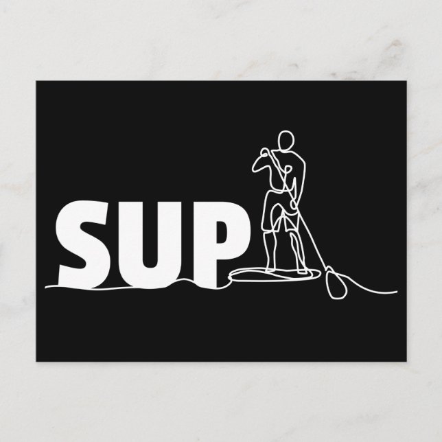 SUP - ställ upp Paddel One Line Art-vykort Vykort (Framsida)