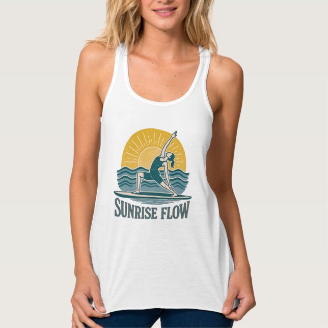 SUP Sunrise Flow Paddleboard Yoga | Grafiskt tryck Linne Med Racerback (Framsida)