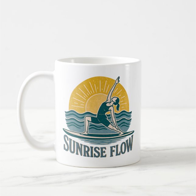 SUP Sunrise Flow Paddleboard Yoga | Graphic Print Kaffemugg (Vänster)