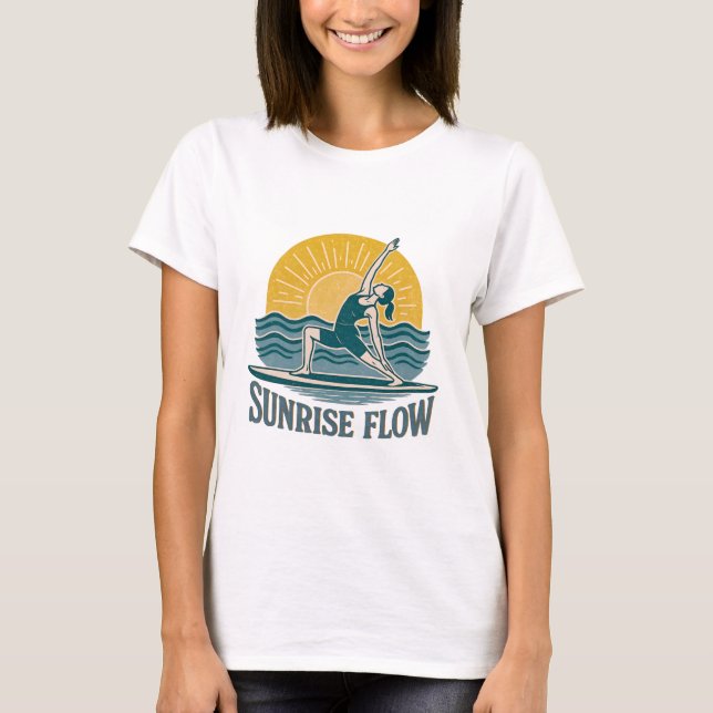 SUP Sunrise Flow Paddleboard Yoga | Graphic Print T Shirt (Framsida)