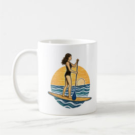 SUP Sunset Paddle | Blue Beach Paddleboard Graphic Kaffemugg
