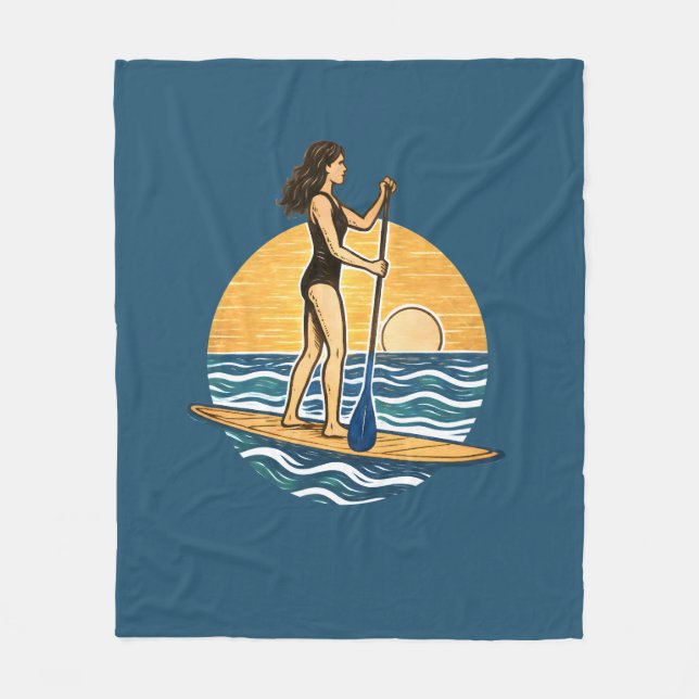 SUP Sunset Paddleboard | Blue Coastal Life Graphic Fleecefilt (Framsidan)