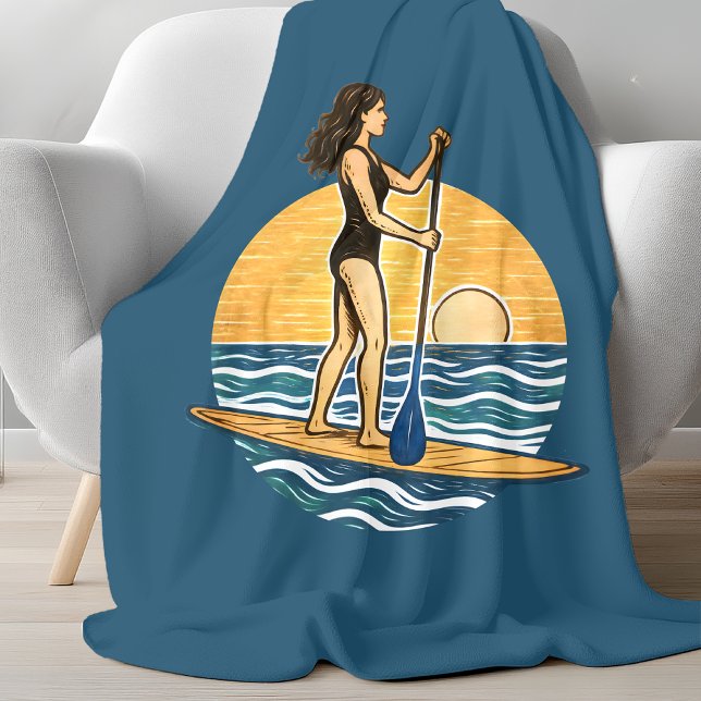 SUP Sunset Paddleboard | Blue Coastal Life Graphic Fleecefilt (Skapare uppladdad)