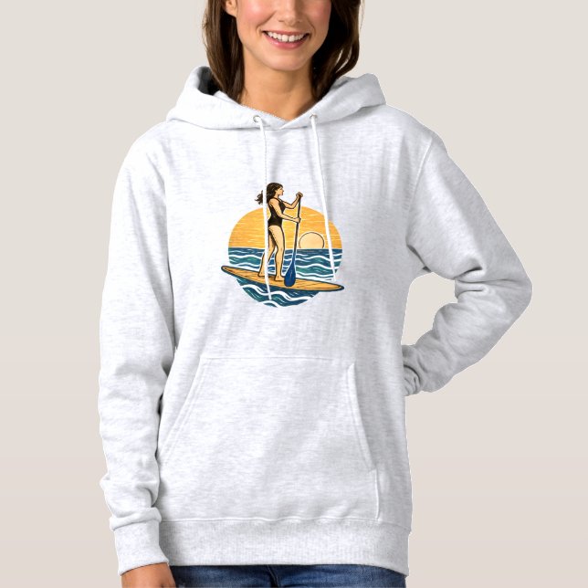 SUP Sunset Paddleboard Coastal Life Graphic Print T Shirt (Framsida)