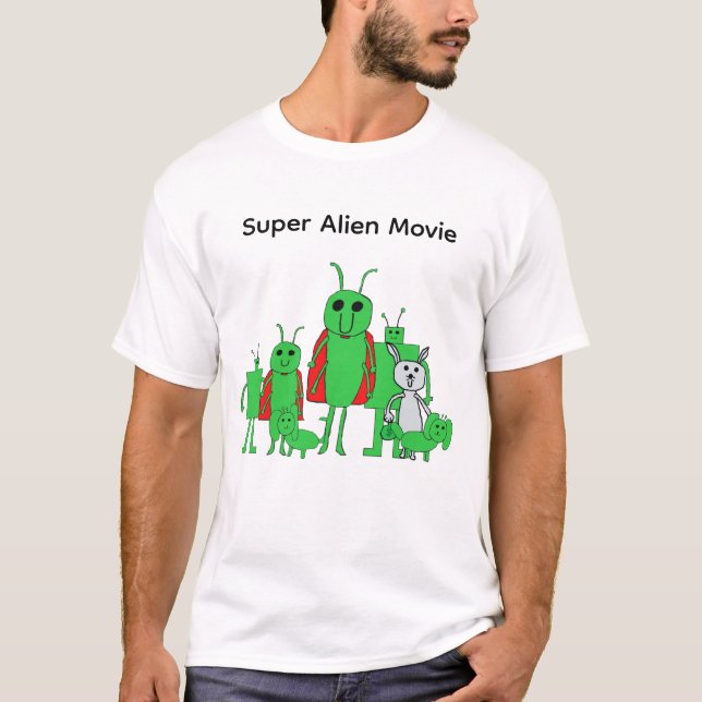 Super Alien Film Heltäckande Karaktär T-shirt (Framsida)
