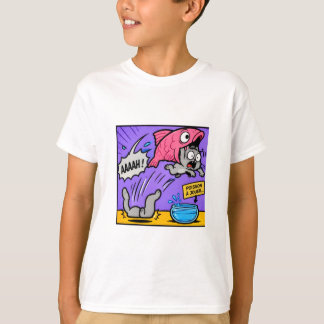 Super Cat & Fish Rolig Barn T-Shirt
