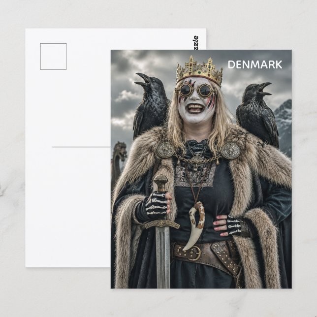 Super Cool Danmark Kvinna Viking vykort! Vykort (Fram/baksida)