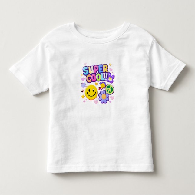 Super Cool Smiley Y2K Toddler T-Shirt (Framsida)
