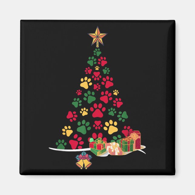 Super Cute Dog Paws Print Christmas Tree  Magnet (Framsidan)