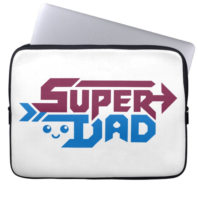 Super Dad Gamer Gift – Cute Retro Laptop Fodral (Framsidan)