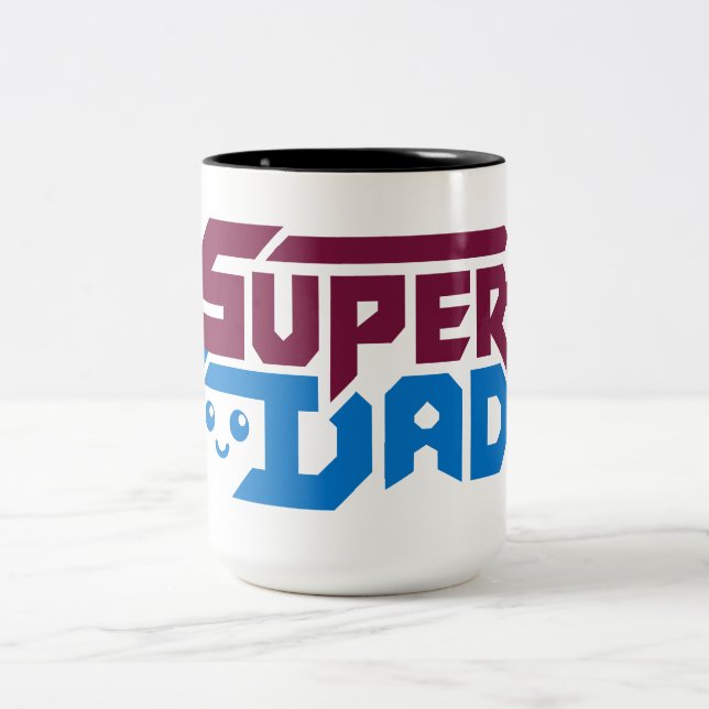 Super Dad Gamer Gift – Cute Retro Två-Tonad Mugg (Center)