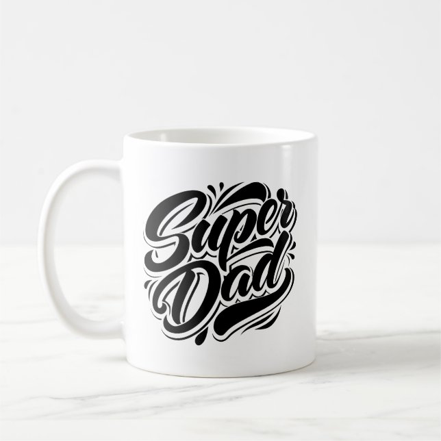 Super Dad Hero Typografi Design-67888 Kaffemugg (Vänster)
