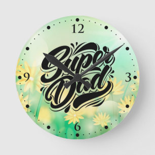 Super Dad Hero Typografi Design-67888 Rund Klocka