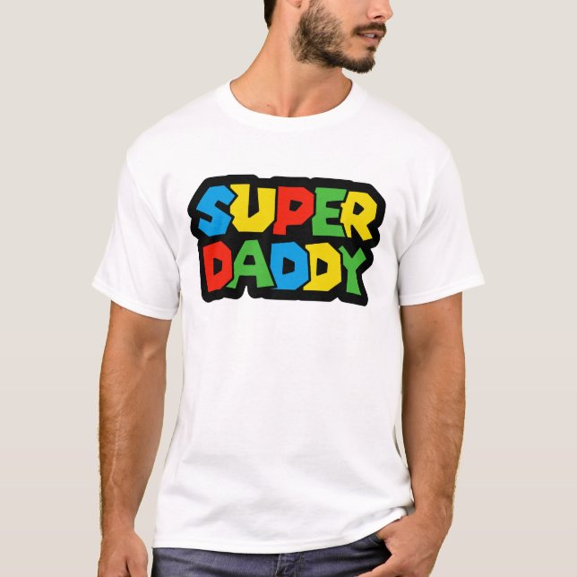 Super Daddy Gamer Fars Dag - Retro Stil T Shirt (Framsida)
