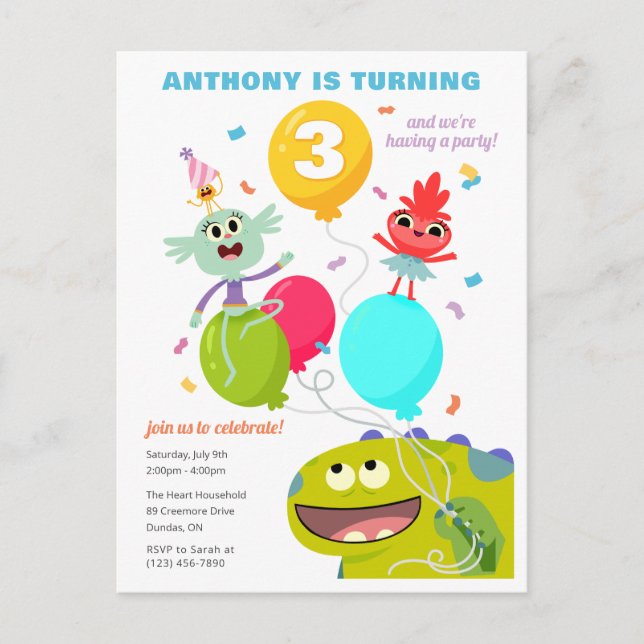 Super Enkelt | Rhymington Konfetti Födelsedag Vykort (Framsida)