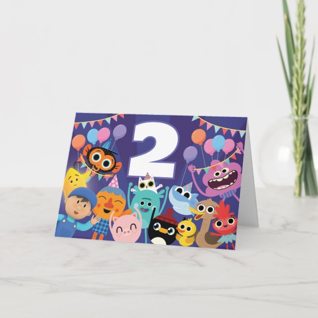 Super Enkla Karaktärer Festlig Födelsedag Kort (Framsida)