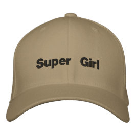 Super Girl Khaki Färg Flexfit Ull Flickas text Broderad Keps