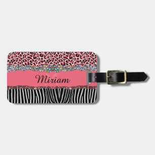 Super girligt rosa glitter exotiskt leopardtryck bagagebricka