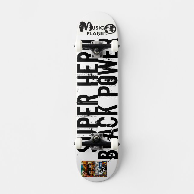SUPER HJÄLTE SVART KRAFT Skateboard (Framsida)