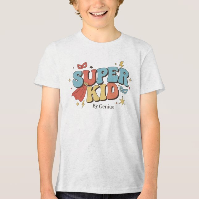 Super Kid T-Shirt, Groovy Retro Superhero Children T Shirt (Framsida)