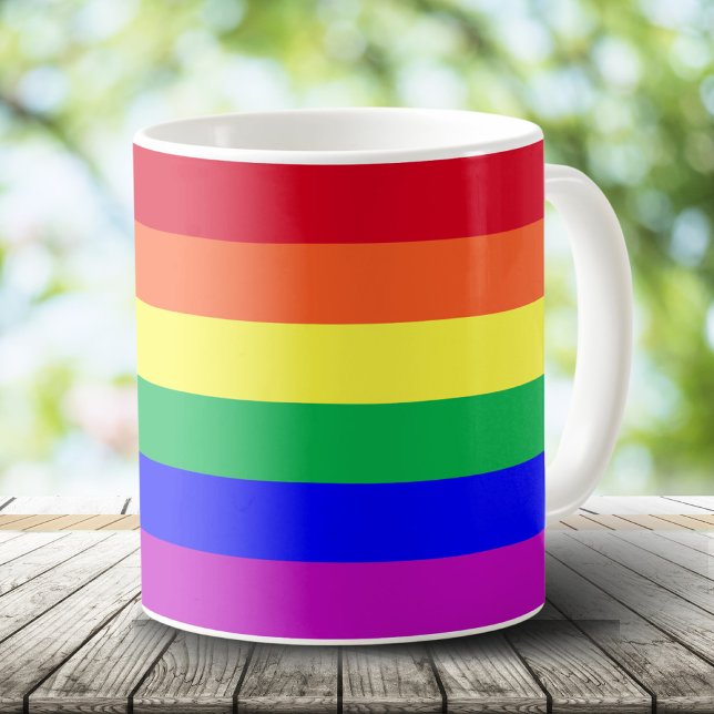 Super levande livfulla färger Gay Pride regnbågsfl Kaffemugg (Skapare uppladdad)