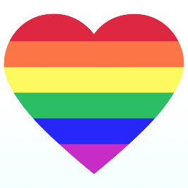 Super levande livfulla färgrika HBTQ-regnbågsrände Hjärtformat Klistermärke