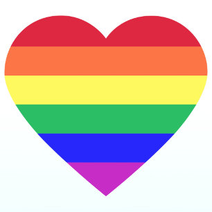 Super levande livfulla färgrika HBTQ-regnbågsrände Hjärtformat Klistermärke